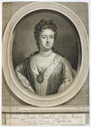 Wikioo.org - The Encyclopedia of Fine Arts - Painting, Artwork by George Vertue - Queen Anne , Engraved By George Vertue ,