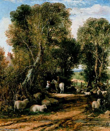 Wikioo.org - The Encyclopedia of Fine Arts - Painting, Artwork by George Vicat Cole - Pastoral Scene With Shee