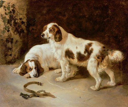 WikiOO.org - Encyclopedia of Fine Arts - Maľba, Artwork George William Horlor - Brittany Spaniels