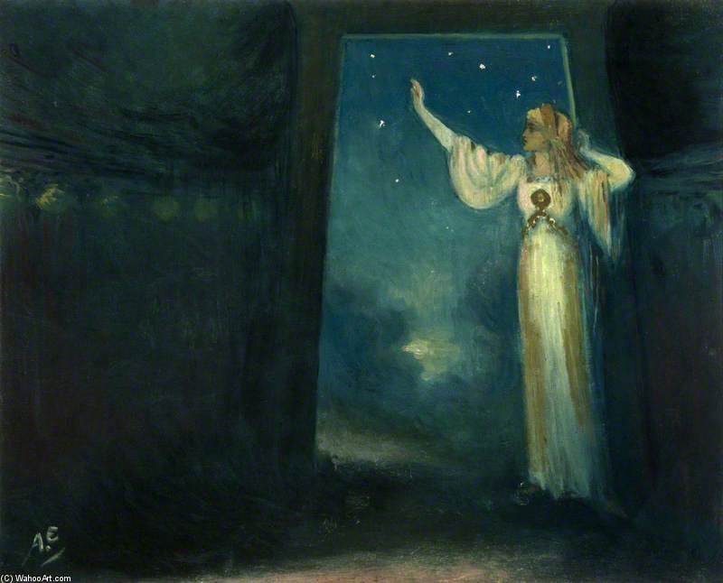 Wikioo.org - The Encyclopedia of Fine Arts - Painting, Artwork by George William Russell - Deirdre At The Door Of Her Dun