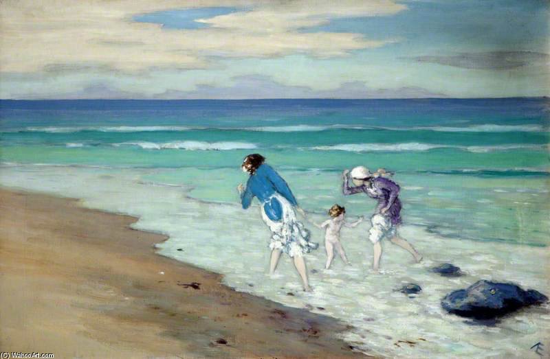 WikiOO.org - Güzel Sanatlar Ansiklopedisi - Resim, Resimler George William Russell - On The Beach