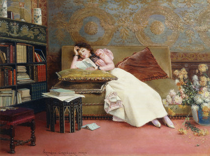 WikiOO.org - Encyclopedia of Fine Arts - Lukisan, Artwork Georges Croegaert - Leisure Hours