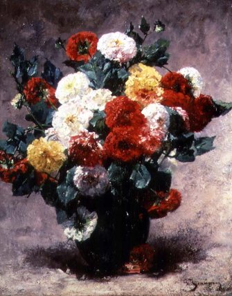 WikiOO.org - Encyclopedia of Fine Arts - Maleri, Artwork Georges Jeannin - Carnations In A Vase