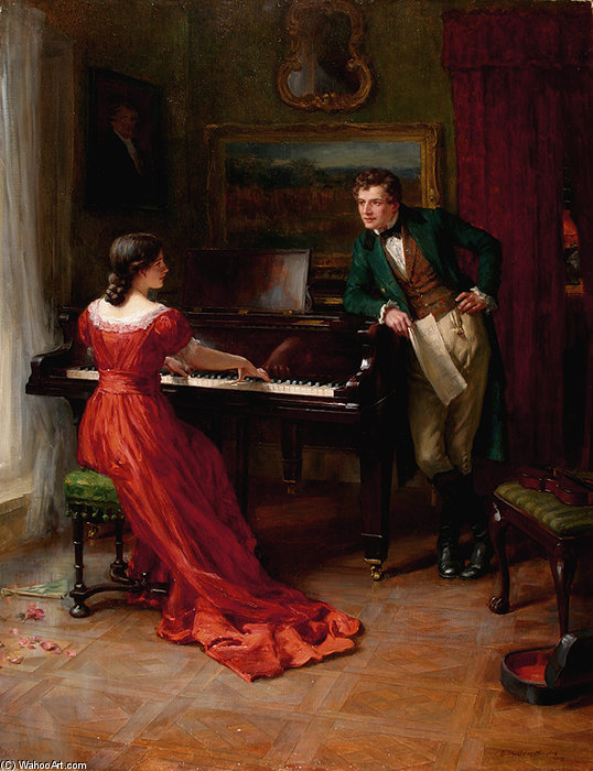 Wikioo.org - The Encyclopedia of Fine Arts - Painting, Artwork by George Sheridan Knowles - The Duet