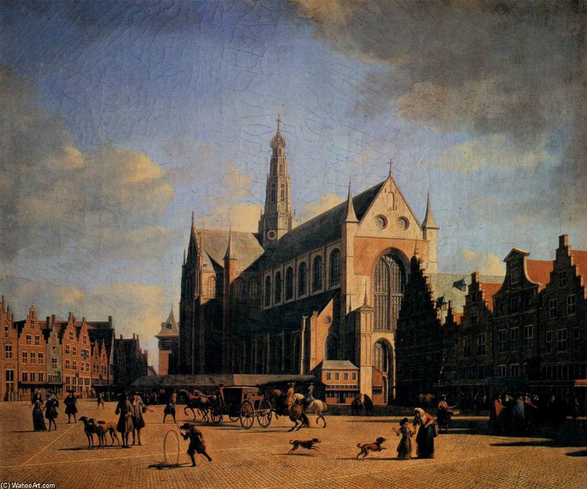 Wikioo.org - Die Enzyklopädie bildender Kunst - Malerei, Kunstwerk von Gerrit Adriaenszoon Berckheyde - die großen Markt Im Haarlem