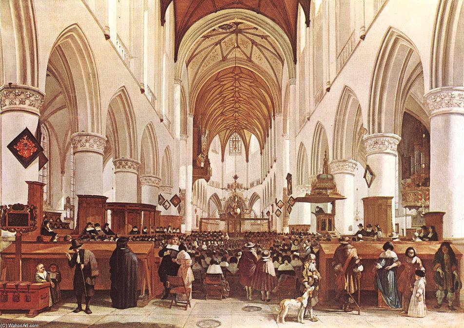 Wikioo.org - The Encyclopedia of Fine Arts - Painting, Artwork by Gerrit Adriaenszoon Berckheyde - The Interior Of The Grote Kerk (st Bavo) At Haarlem