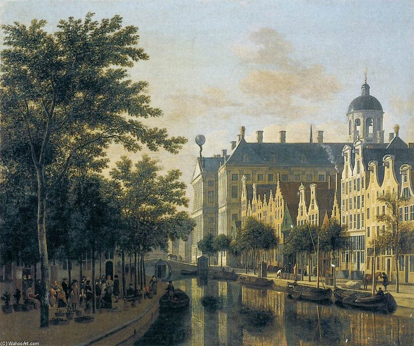 Wikioo.org - The Encyclopedia of Fine Arts - Painting, Artwork by Gerrit Adriaenszoon Berckheyde - The Nieuwezijds Voorburgswal, Amsterdam