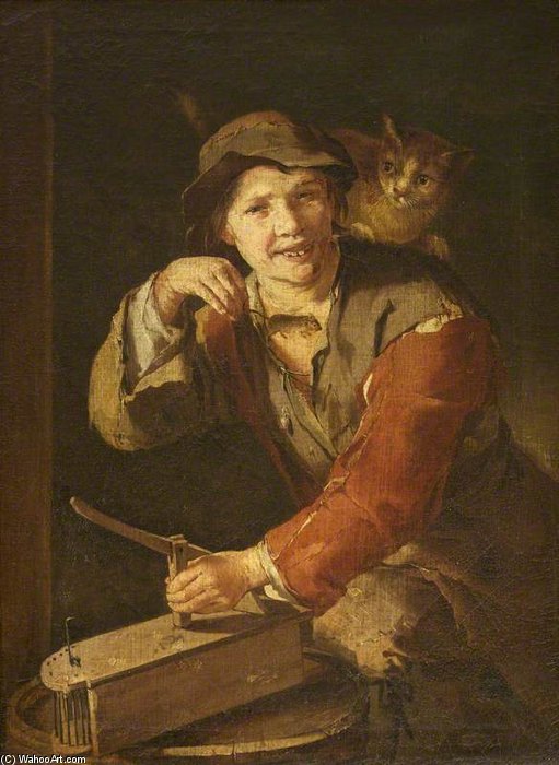 WikiOO.org - Encyclopedia of Fine Arts - Maleri, Artwork Giacomo Francesco Cipper - A Boy With A Mousetrap And A Mouse