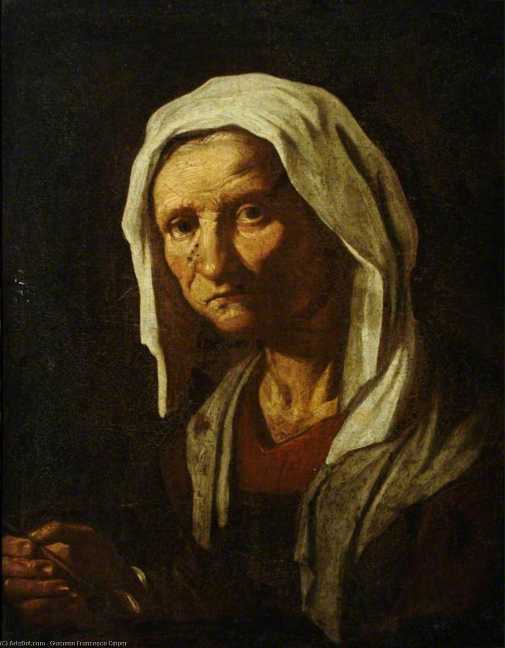 Wikioo.org - The Encyclopedia of Fine Arts - Painting, Artwork by Giacomo Francesco Cipper - Head Of A Peasant Woman