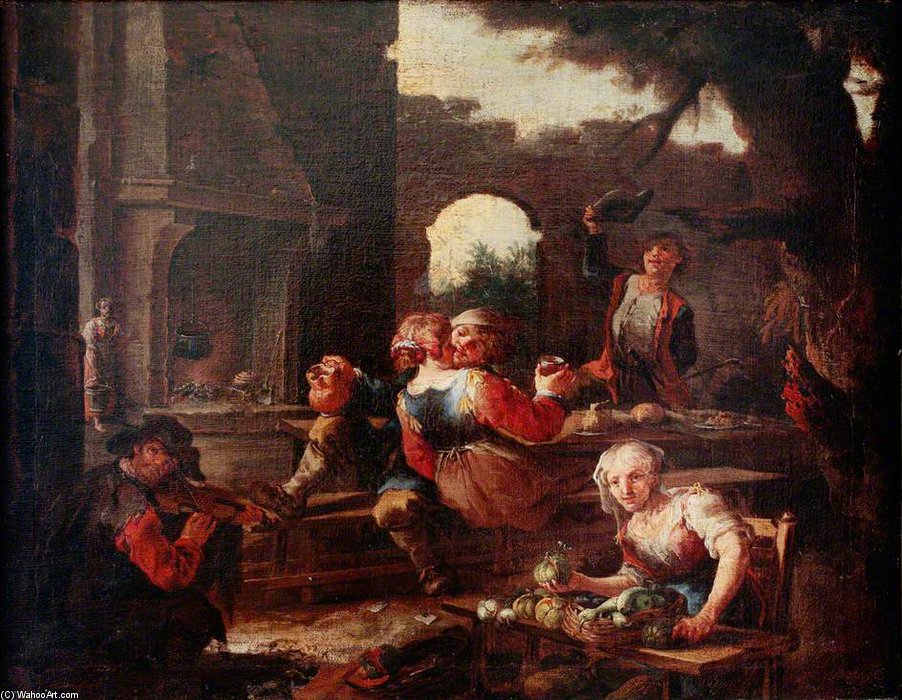 Wikioo.org - The Encyclopedia of Fine Arts - Painting, Artwork by Giacomo Francesco Cipper - Peasants Drinking Scene
