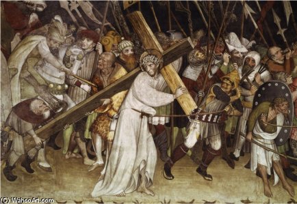 Wikioo.org - Encyklopedia Sztuk Pięknych - Malarstwo, Grafika Giacomo Jaquerio - Christ Carrying The Cross