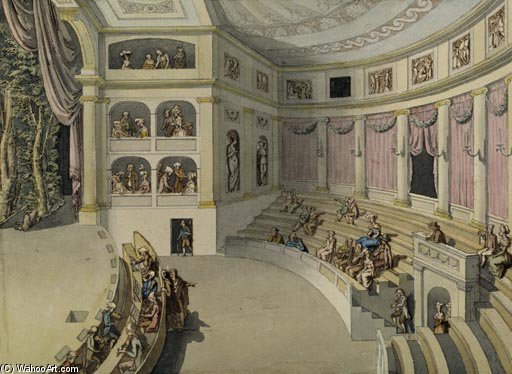 Wikioo.org - The Encyclopedia of Fine Arts - Painting, Artwork by Giacomo Quarenghi - Entwurf Eines Theaters