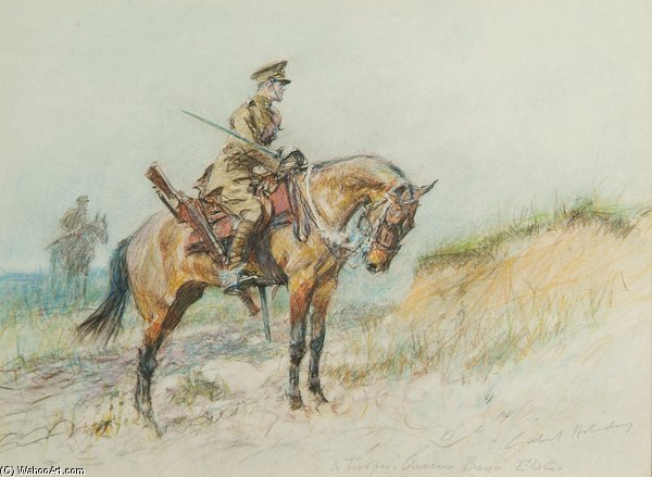 Wikioo.org - The Encyclopedia of Fine Arts - Painting, Artwork by Gilbert Holiday - A Trooper Of The Queen's Bays - 2nd Dragoon Guards