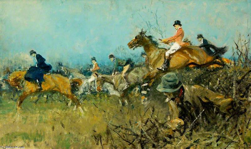 Wikioo.org – La Enciclopedia de las Bellas Artes - Pintura, Obras de arte de Gilbert Holiday - caza escena lleno gritar