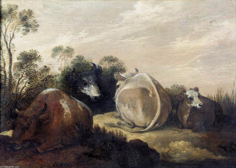 WikiOO.org - Εγκυκλοπαίδεια Καλών Τεχνών - Ζωγραφική, έργα τέχνης Gillis Claesz D'hondecoeter - Cattle Resting In A Dune Landscape