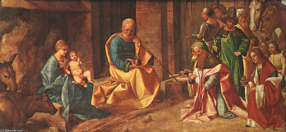 Wikoo.org - موسوعة الفنون الجميلة - اللوحة، العمل الفني Giorgione (Giorgio Barbarelli Da Castelfranco) - Adoration Of The Magi