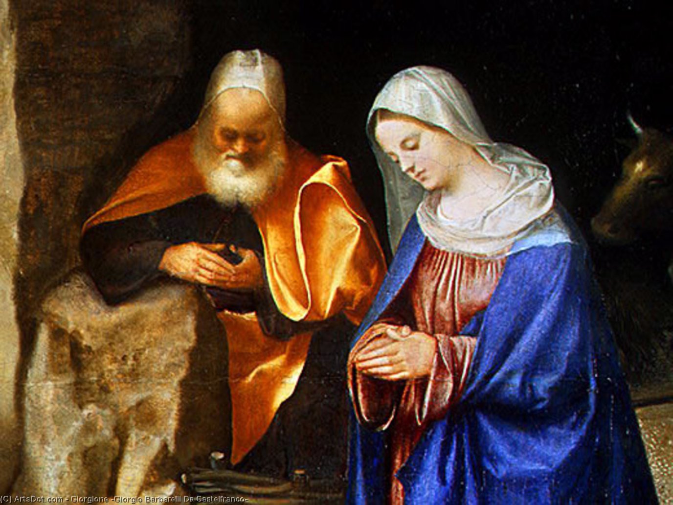 WikiOO.org - Encyclopedia of Fine Arts - Schilderen, Artwork Giorgione (Giorgio Barbarelli Da Castelfranco) - Adoration Of The Shepherds (detail)