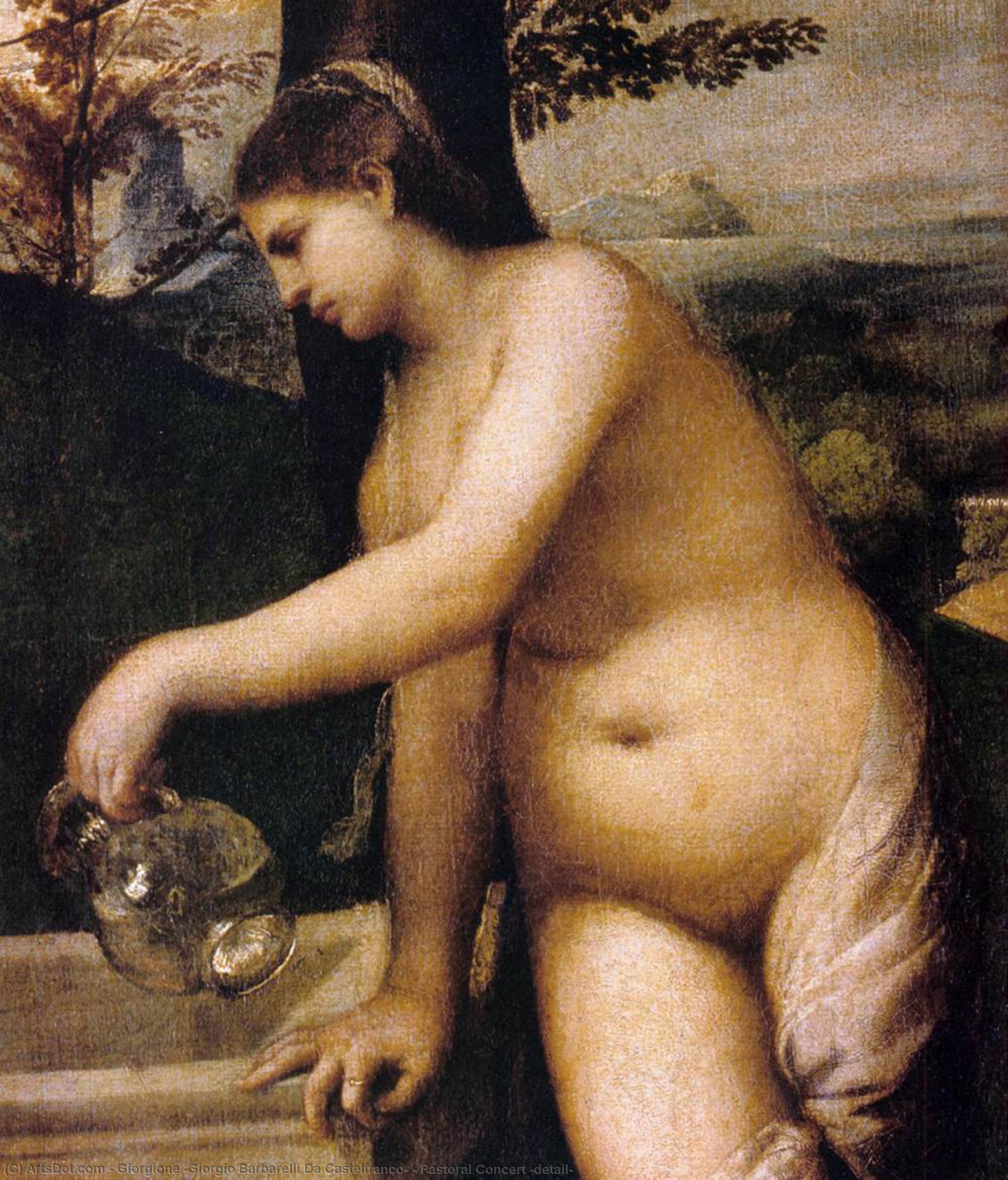 WikiOO.org - אנציקלופדיה לאמנויות יפות - ציור, יצירות אמנות Giorgione (Giorgio Barbarelli Da Castelfranco) - Pastoral Concert (detail)