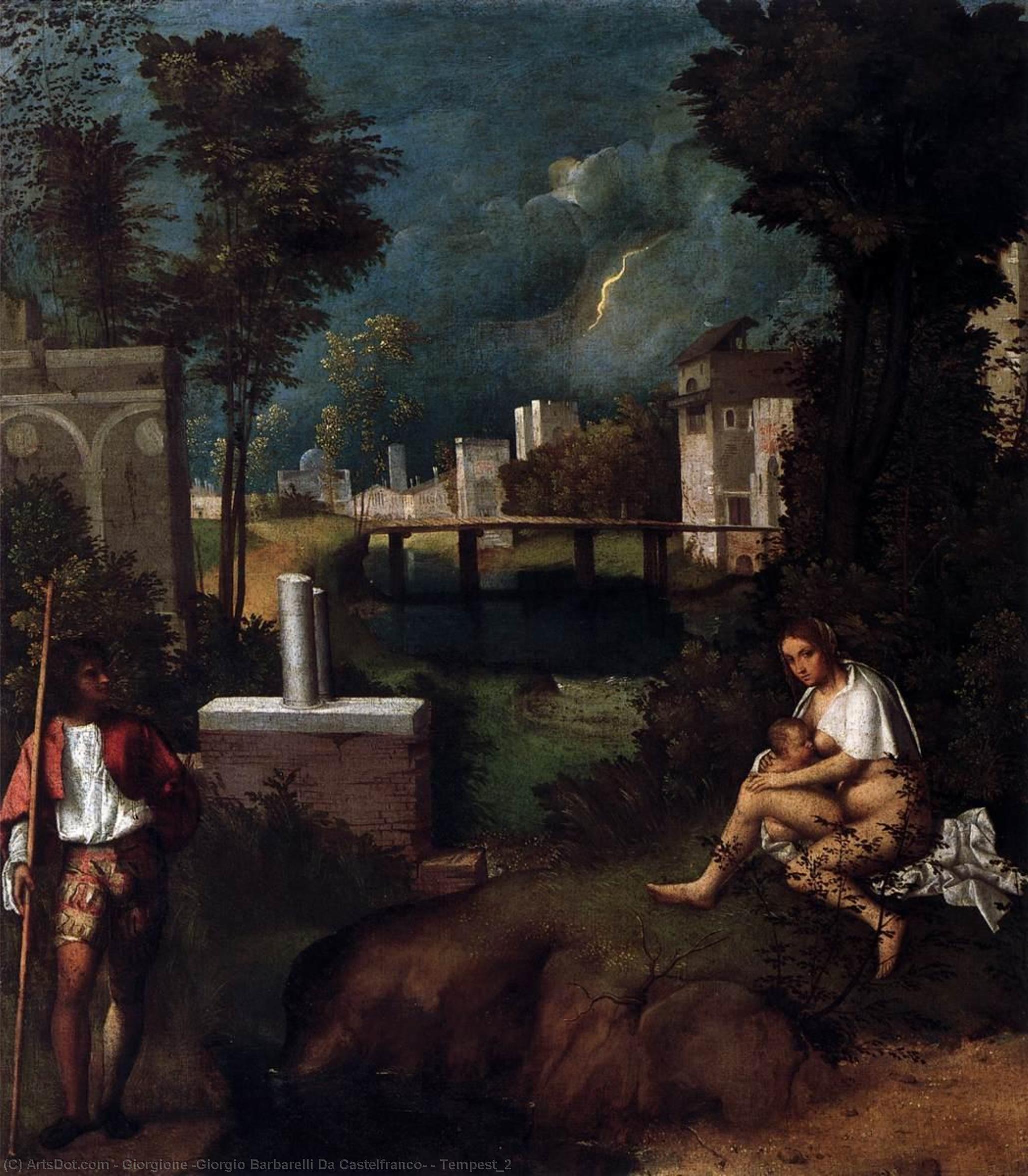 Wikioo.org - The Encyclopedia of Fine Arts - Painting, Artwork by Giorgione (Giorgio Barbarelli Da Castelfranco) - Tempest_2