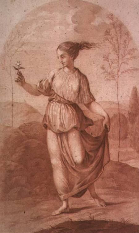 Wikioo.org – L'Enciclopedia delle Belle Arti - Pittura, Opere di Giovanni Battista Cipriani - un giovane donna Camminare Bare-footed in un paesaggio