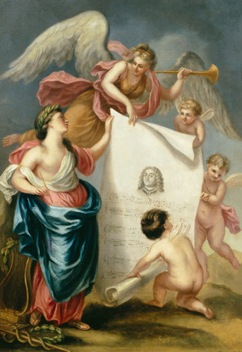 WikiOO.org - Encyclopedia of Fine Arts - Maalaus, taideteos Giovanni Battista Cipriani - Allegorical Study For A Memorial Print Of Handel