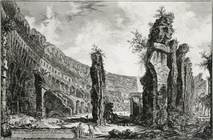 Wikioo.org - The Encyclopedia of Fine Arts - Painting, Artwork by Giovanni Battista Fontana - The Colosseum Interior.