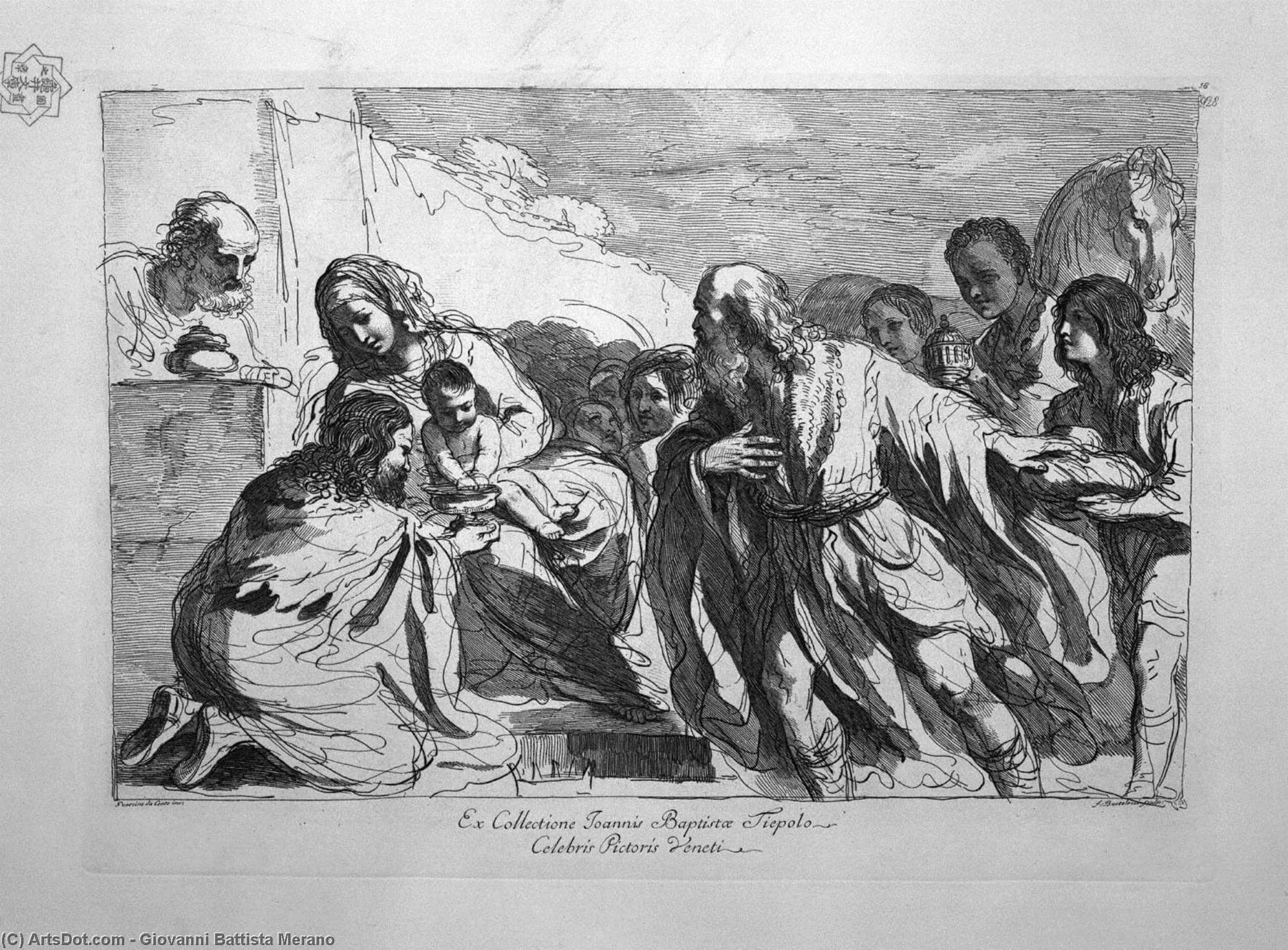 WikiOO.org - Encyclopedia of Fine Arts - Maalaus, taideteos Giovanni Battista Merano - Adoration Of The Shepherds