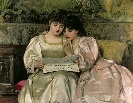 Wikioo.org - The Encyclopedia of Fine Arts - Painting, Artwork by Giovanni Costa - Two Girls Singing