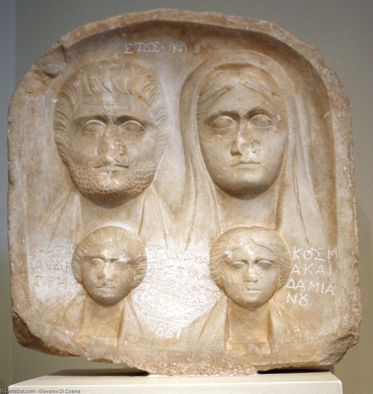WikiOO.org - Encyclopedia of Fine Arts - Schilderen, Artwork Giovanni Di Cosma - Archaeological Museum, Athens - Grave Stele For A Family - Photo By Giovanni Dall'orto