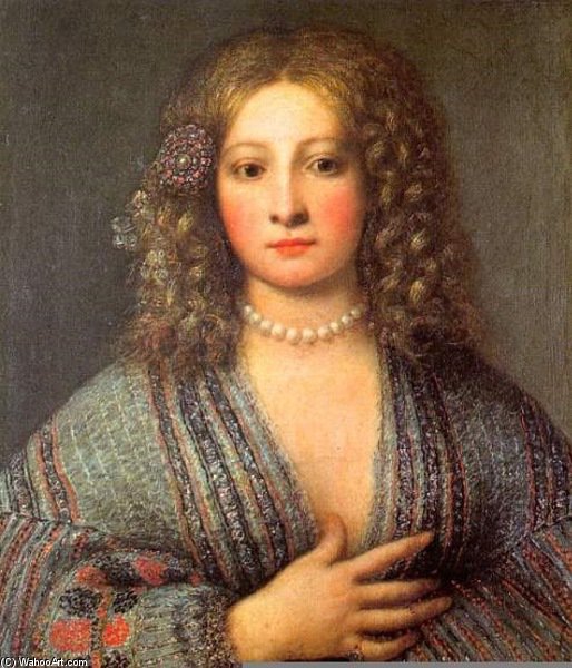 Wikioo.org - The Encyclopedia of Fine Arts - Painting, Artwork by Girolamo Forabosco - Portrait Of A Courtesan
