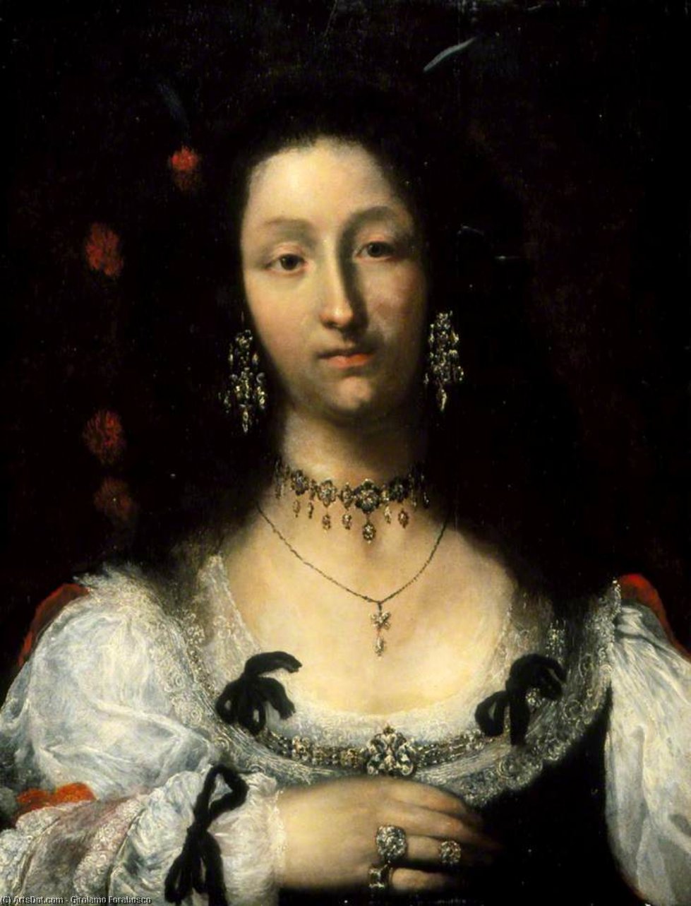 WikiOO.org - Енциклопедия за изящни изкуства - Живопис, Произведения на изкуството Girolamo Forabosco - Portrait Of A Lady