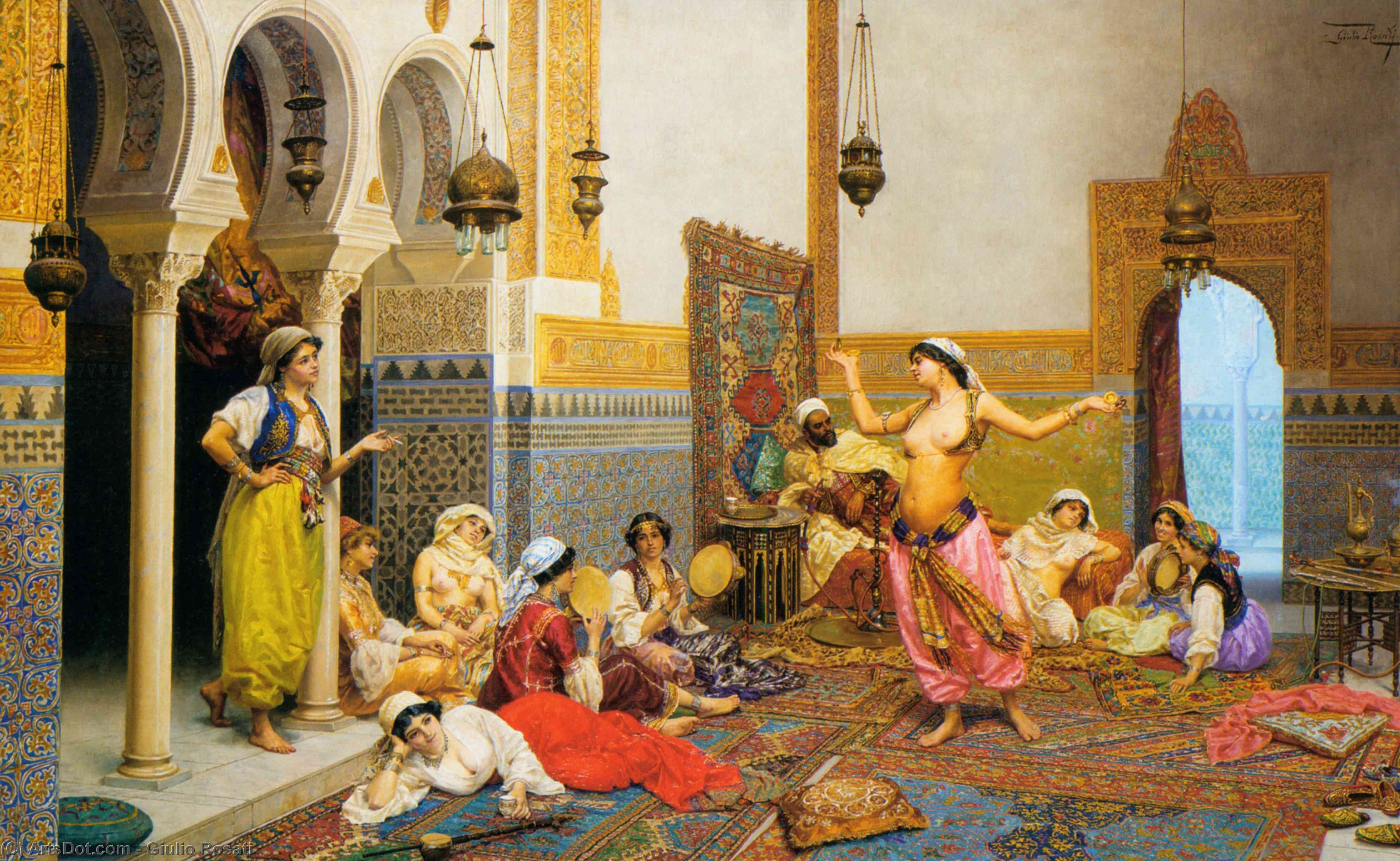 Wikioo.org - The Encyclopedia of Fine Arts - Painting, Artwork by Giulio Rosati - The Harem Dance