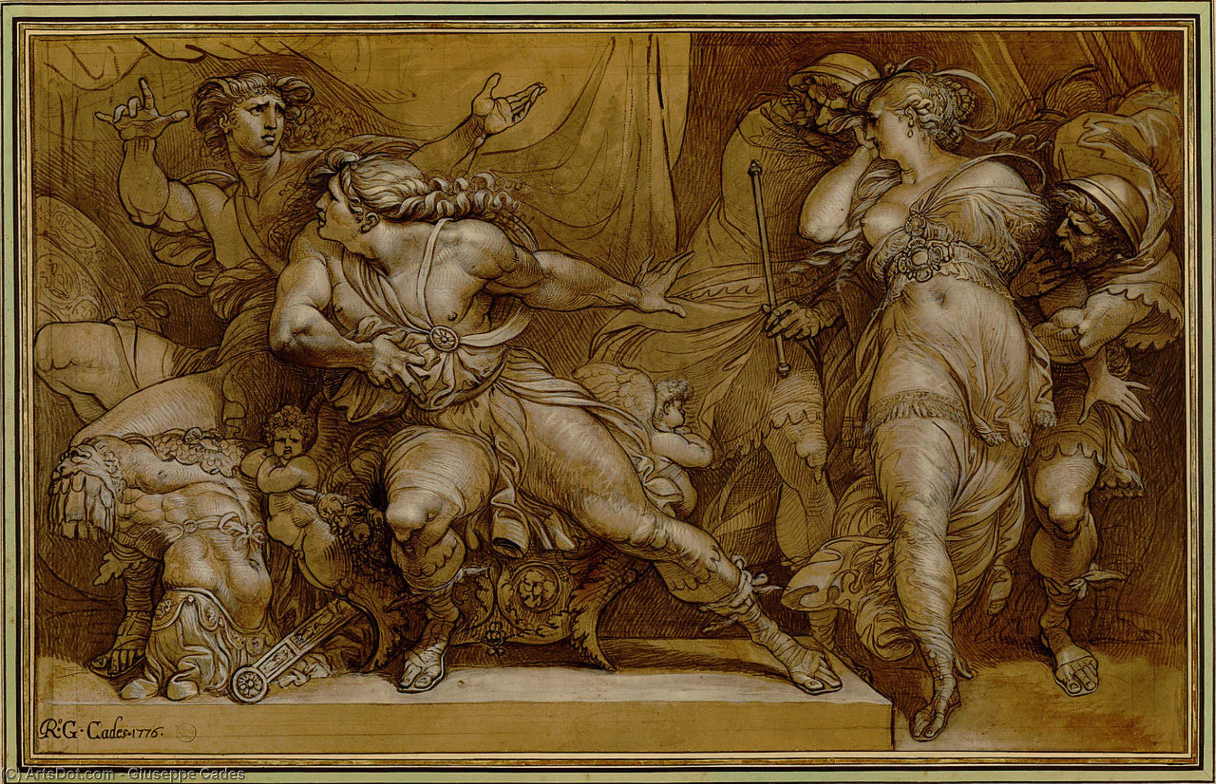 Wikioo.org - The Encyclopedia of Fine Arts - Painting, Artwork by Giuseppe Cades - Achilles And Briseis