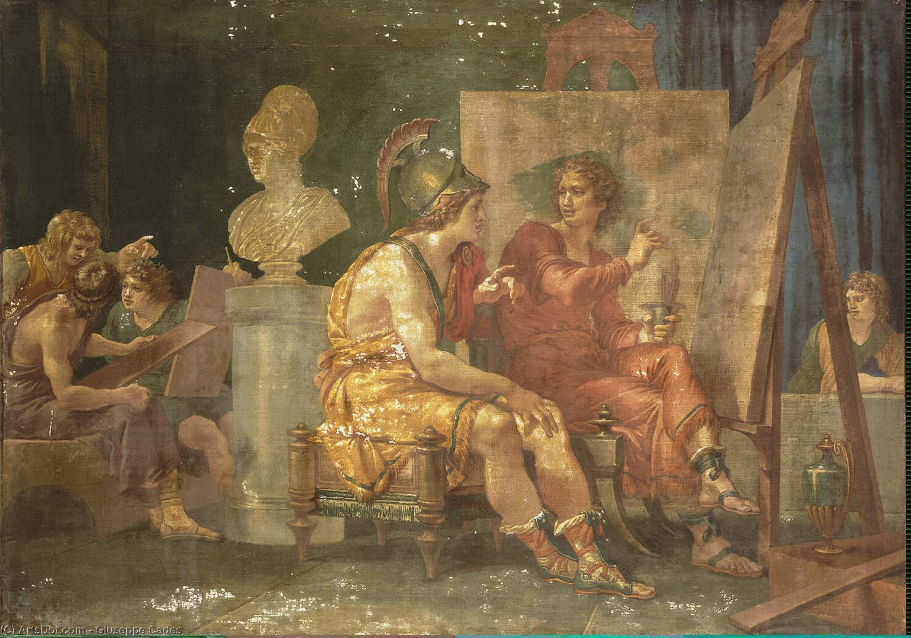 Wikioo.org - The Encyclopedia of Fine Arts - Painting, Artwork by Giuseppe Cades - Alexander The Great In The Workshop Of Apelles