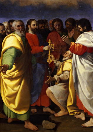 WikiOO.org - Enciclopédia das Belas Artes - Pintura, Arte por Giuseppe Vermiglio - Christ's Charge To Saint Peter