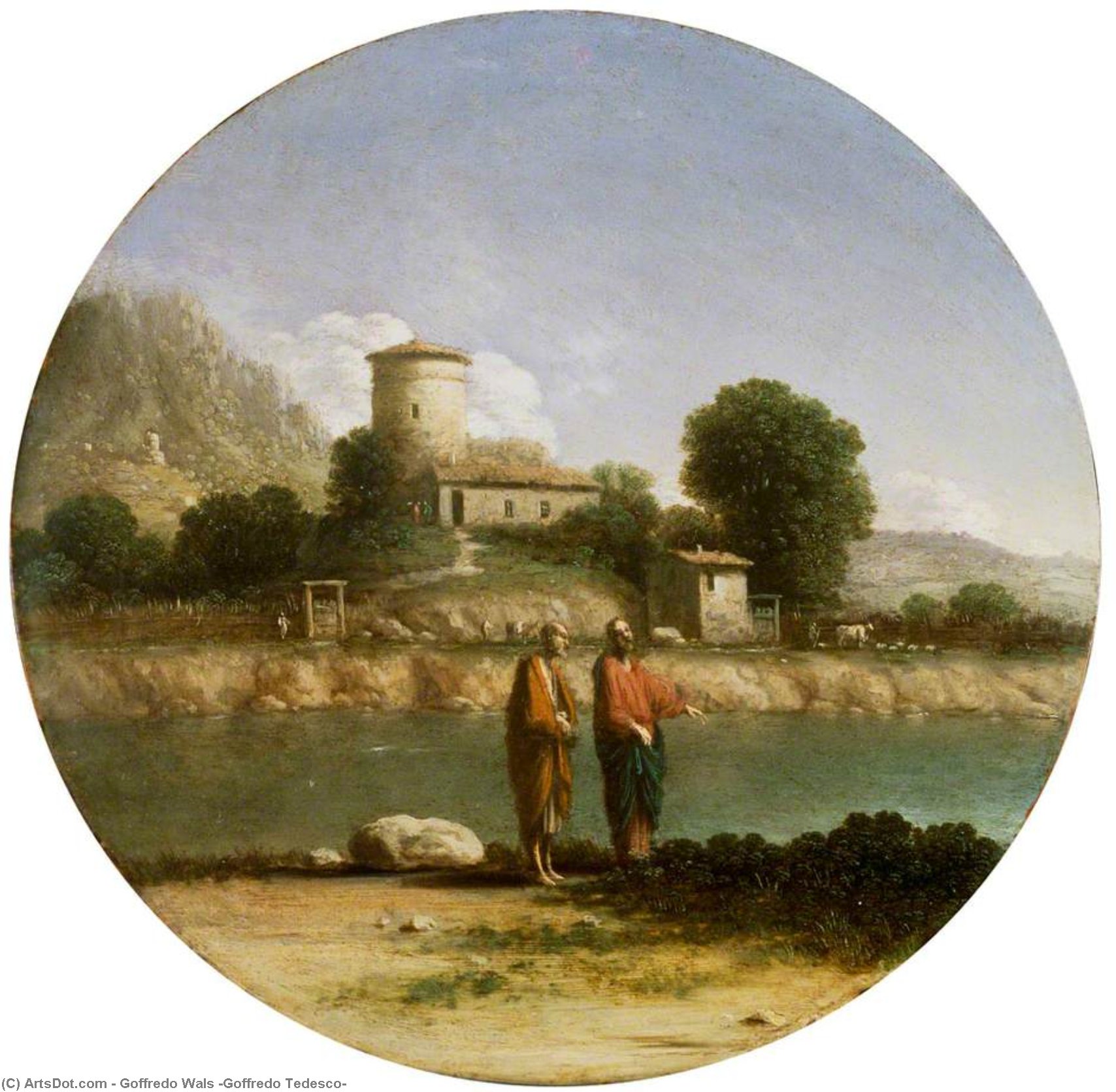 Wikioo.org - The Encyclopedia of Fine Arts - Painting, Artwork by Goffredo Wals (Goffredo Tedesco) - Landscape With Christ And Saint John The Baptist