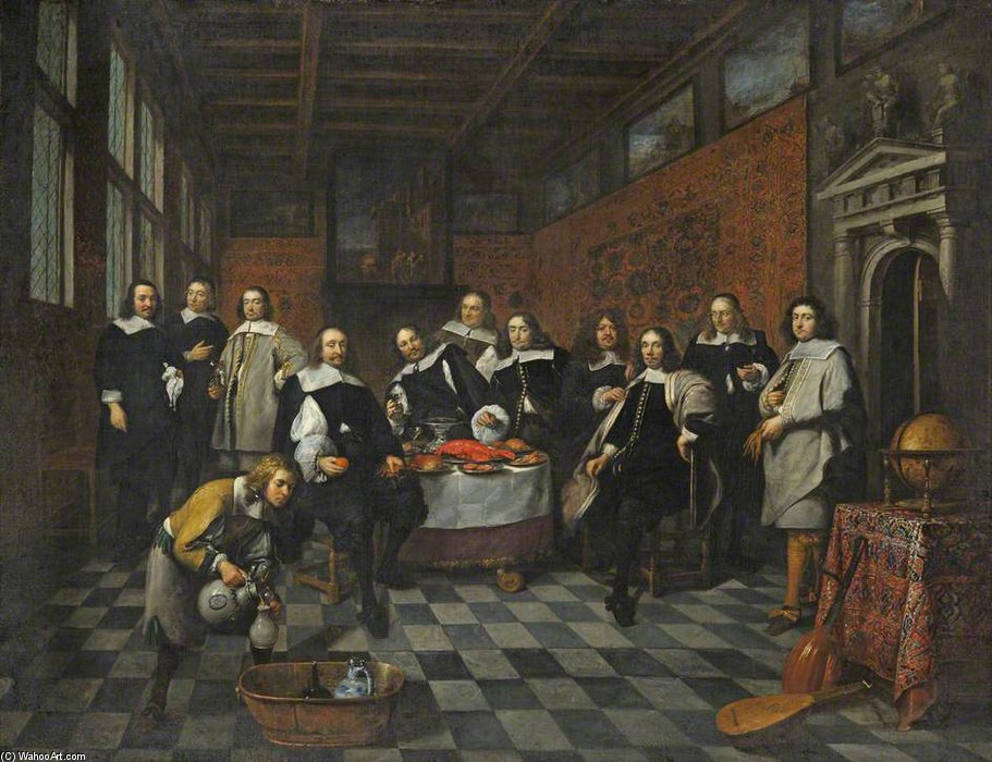 Wikioo.org - The Encyclopedia of Fine Arts - Painting, Artwork by Gonzales Coques - A Group Of Flemish Gentlemen
