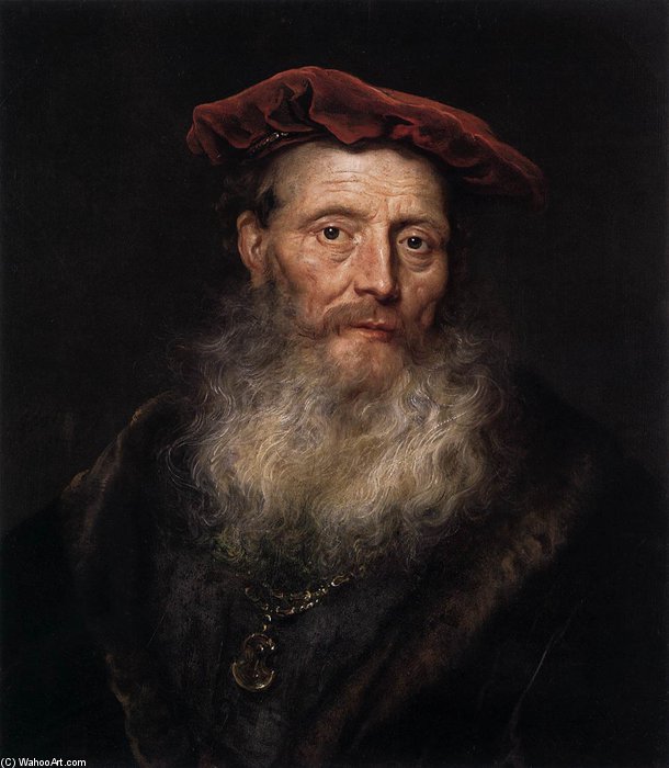 Wikioo.org - Bách khoa toàn thư về mỹ thuật - Vẽ tranh, Tác phẩm nghệ thuật Govert Teunisz Flinck - Bearded Man With A Velvet Cap