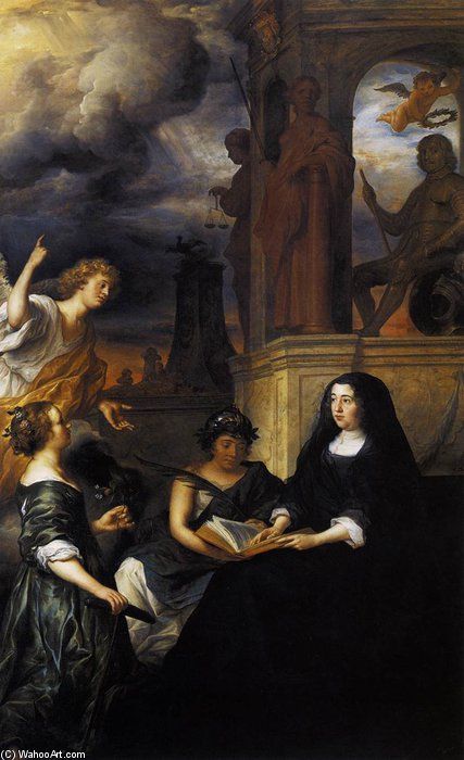 Wikioo.org - The Encyclopedia of Fine Arts - Painting, Artwork by Govert Teunisz Flinck - Hope Comes To Amalia Van Solms At The Tomb Of Frederik Hendrik