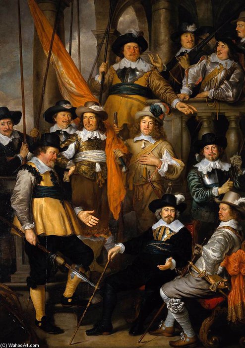 Wikioo.org - The Encyclopedia of Fine Arts - Painting, Artwork by Govert Teunisz Flinck - The Company Of Captain Albert Bas And Lieutenant Lucas Conijn