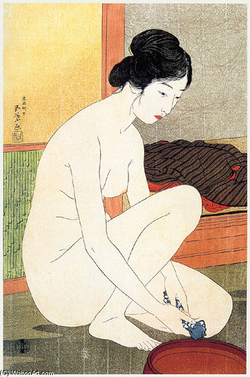 Wikioo.org - The Encyclopedia of Fine Arts - Painting, Artwork by Goyo Hashiguchi - Bathing