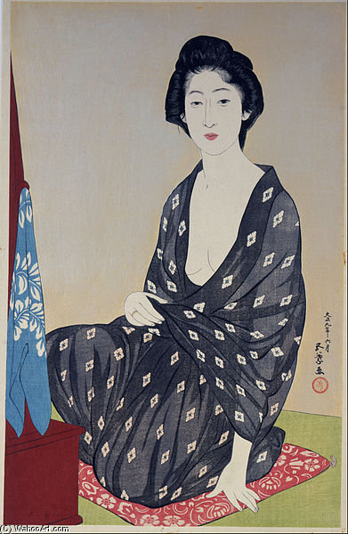 Wikioo.org - สารานุกรมวิจิตรศิลป์ - จิตรกรรม Goyo Hashiguchi - Woman In A Summer Garment
