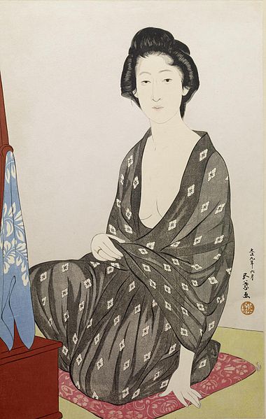 Wikioo.org - The Encyclopedia of Fine Arts - Painting, Artwork by Goyo Hashiguchi - Woman In A Summer Kimono