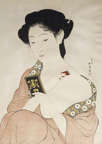 WikiOO.org - Encyclopedia of Fine Arts - Schilderen, Artwork Goyo Hashiguchi - Woman Powdering Her Neck