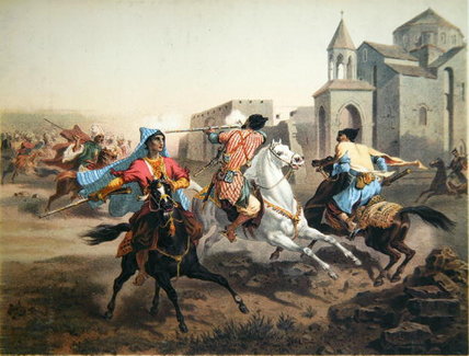 WikiOO.org - Encyclopedia of Fine Arts - Lukisan, Artwork Grigori Grigorevich Gagarin - Skirmish Of Persians And Kurds In Armenia