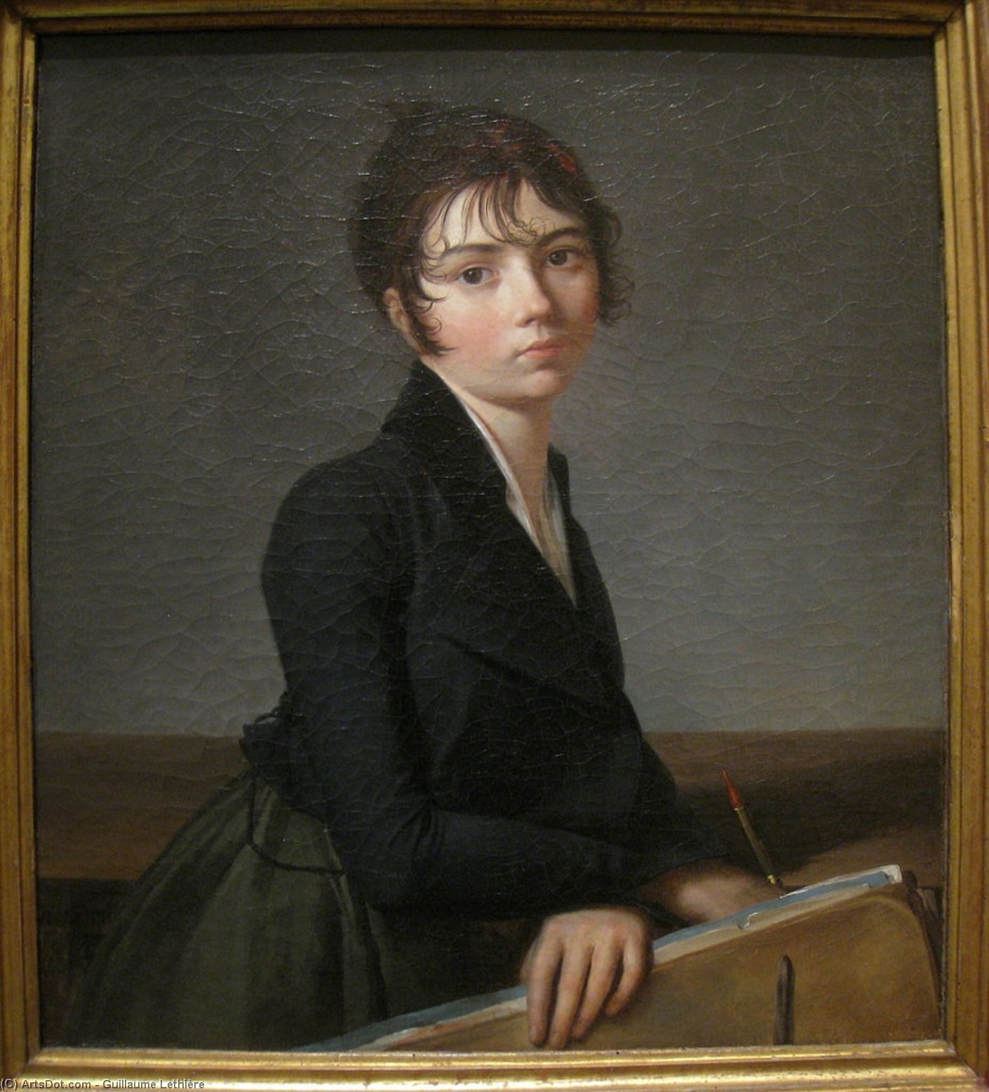 Wikioo.org - The Encyclopedia of Fine Arts - Painting, Artwork by Guillaume Lethière - Girl With Portfolio