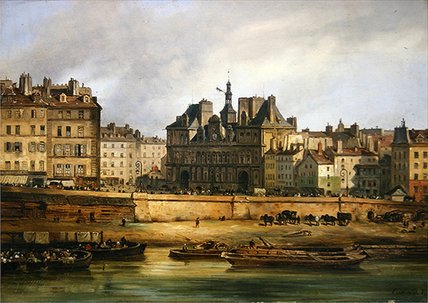 WikiOO.org - Encyclopedia of Fine Arts - Malba, Artwork Guiseppe Canella - Hotel De Ville And Embankment, Paris,