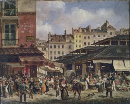 WikiOO.org - Encyclopedia of Fine Arts - Maleri, Artwork Guiseppe Canella - View Of The Market At Les Halles, C.