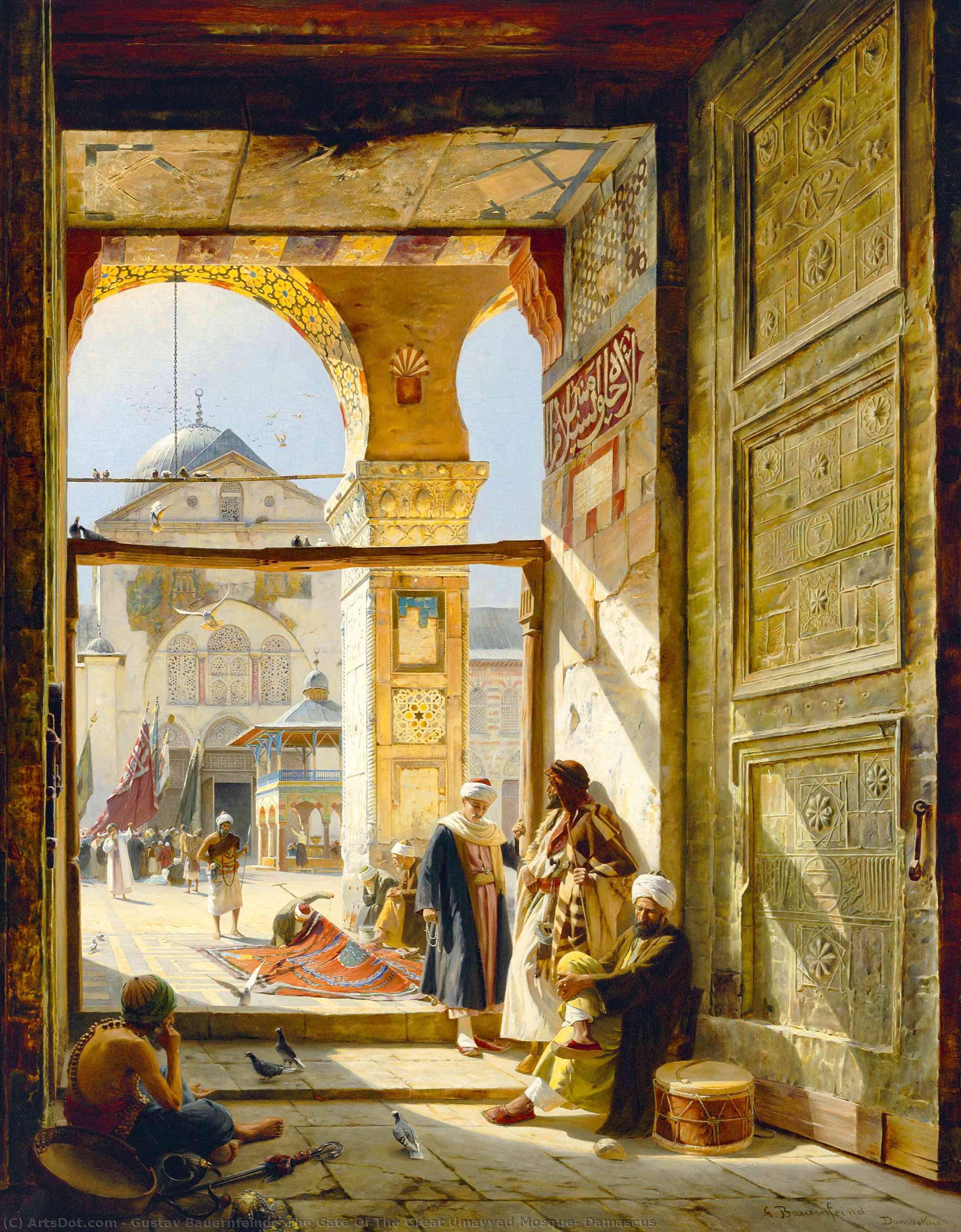 Wikioo.org - The Encyclopedia of Fine Arts - Painting, Artwork by Gustav Bauernfeind - The Gate Of The Great Umayyad Mosque, Damascus