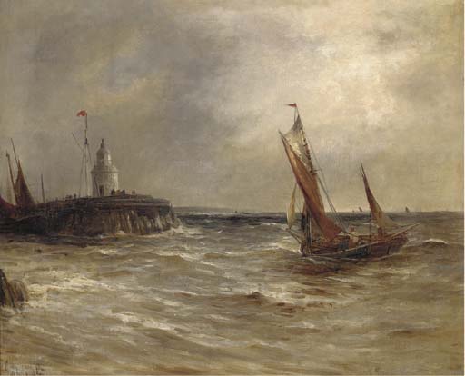 Wikioo.org - สารานุกรมวิจิตรศิลป์ - จิตรกรรม Gustave De Breanski - Running Into Harbour